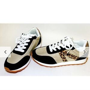 Women's Very G Joel Black & Tan Leopard Print Fashion Sneakers Size 10